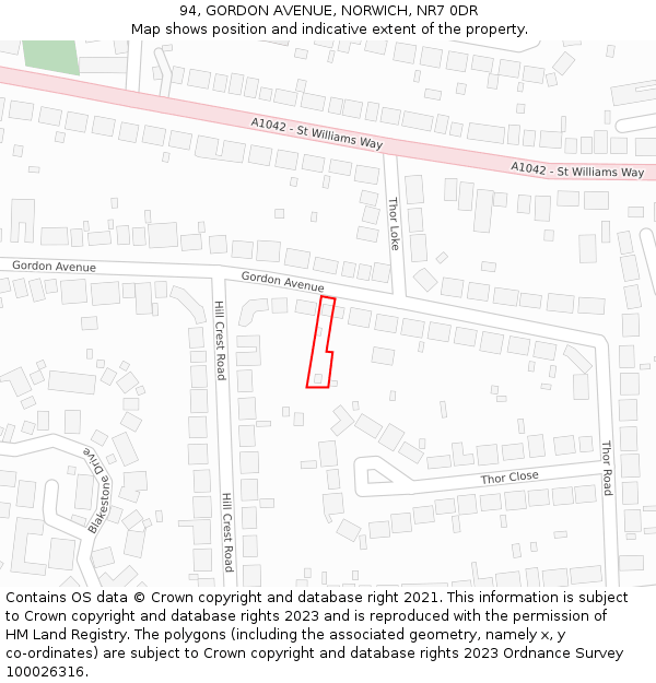 94, GORDON AVENUE, NORWICH, NR7 0DR: Location map and indicative extent of plot