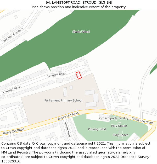 94, LANGTOFT ROAD, STROUD, GL5 1NJ: Location map and indicative extent of plot