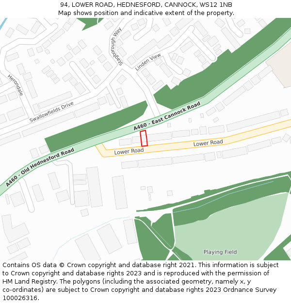 94, LOWER ROAD, HEDNESFORD, CANNOCK, WS12 1NB: Location map and indicative extent of plot
