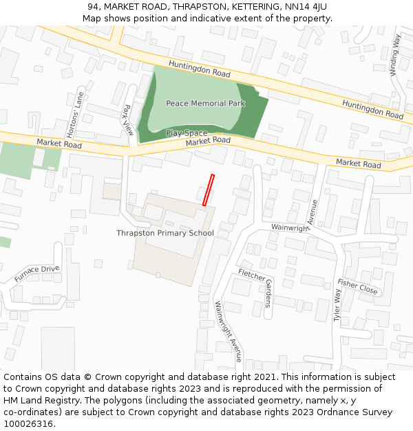 94, MARKET ROAD, THRAPSTON, KETTERING, NN14 4JU: Location map and indicative extent of plot