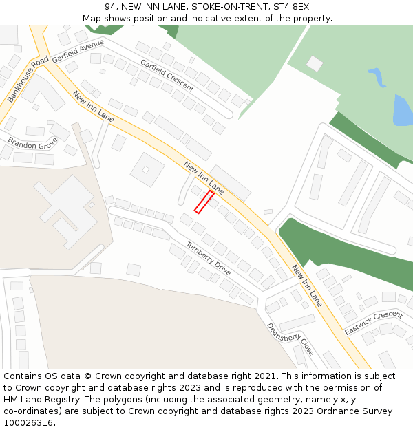 94, NEW INN LANE, STOKE-ON-TRENT, ST4 8EX: Location map and indicative extent of plot