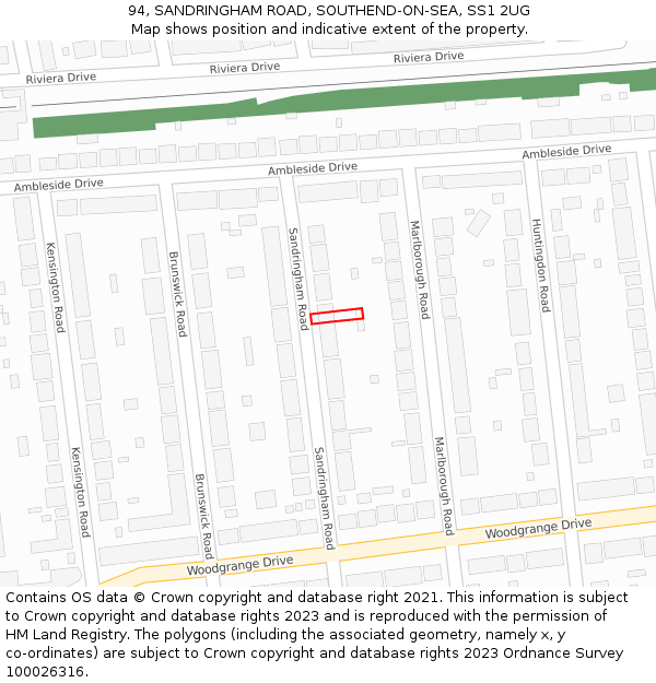 94, SANDRINGHAM ROAD, SOUTHEND-ON-SEA, SS1 2UG: Location map and indicative extent of plot