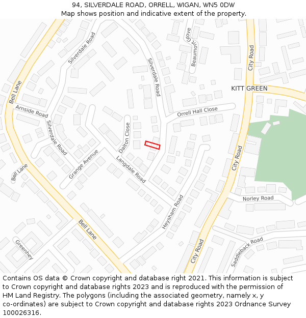 94, SILVERDALE ROAD, ORRELL, WIGAN, WN5 0DW: Location map and indicative extent of plot
