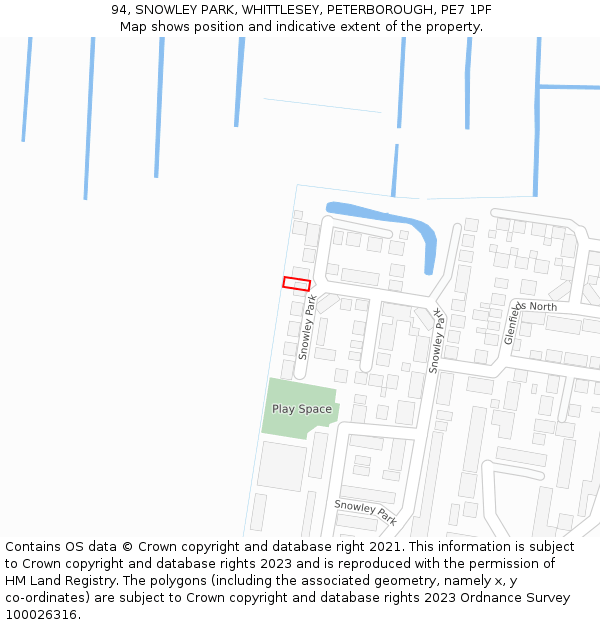 94, SNOWLEY PARK, WHITTLESEY, PETERBOROUGH, PE7 1PF: Location map and indicative extent of plot