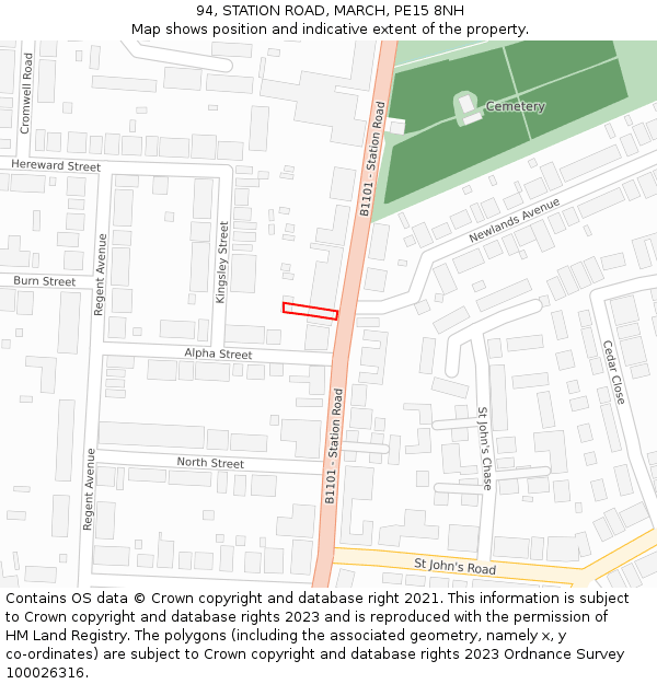 94, STATION ROAD, MARCH, PE15 8NH: Location map and indicative extent of plot