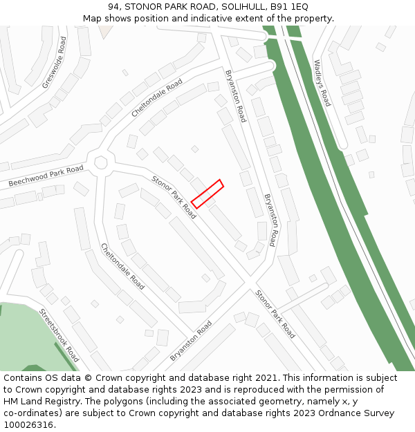 94, STONOR PARK ROAD, SOLIHULL, B91 1EQ: Location map and indicative extent of plot