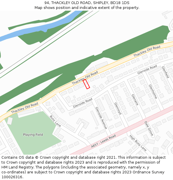 94, THACKLEY OLD ROAD, SHIPLEY, BD18 1DS: Location map and indicative extent of plot