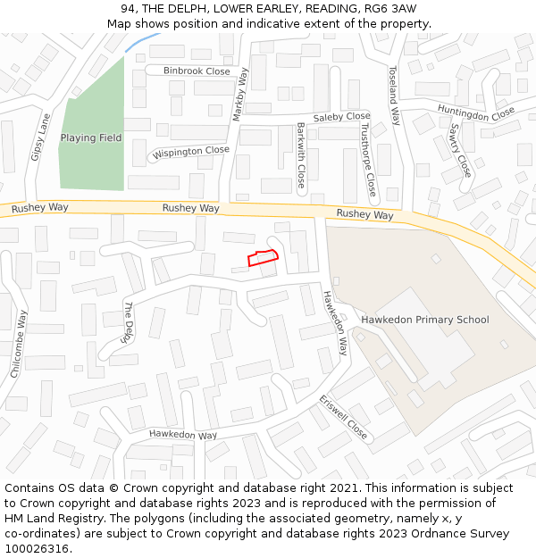 94, THE DELPH, LOWER EARLEY, READING, RG6 3AW: Location map and indicative extent of plot