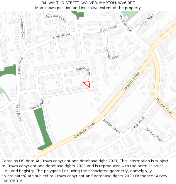 94, WALTHO STREET, WOLVERHAMPTON, WV6 0EZ: Location map and indicative extent of plot