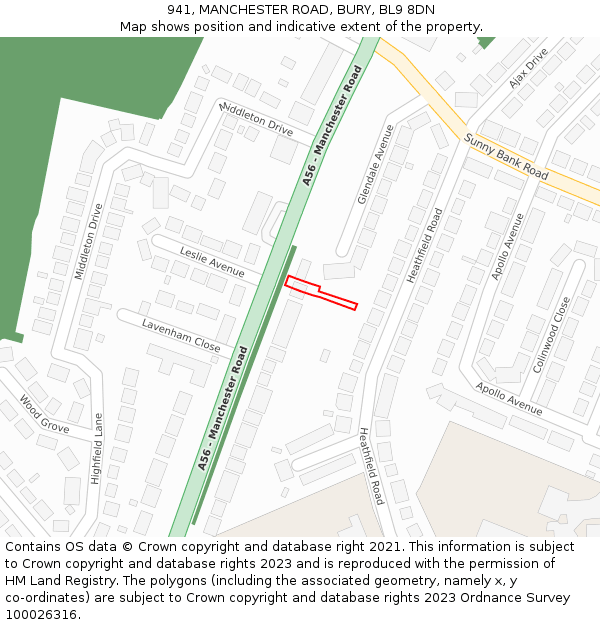941, MANCHESTER ROAD, BURY, BL9 8DN: Location map and indicative extent of plot