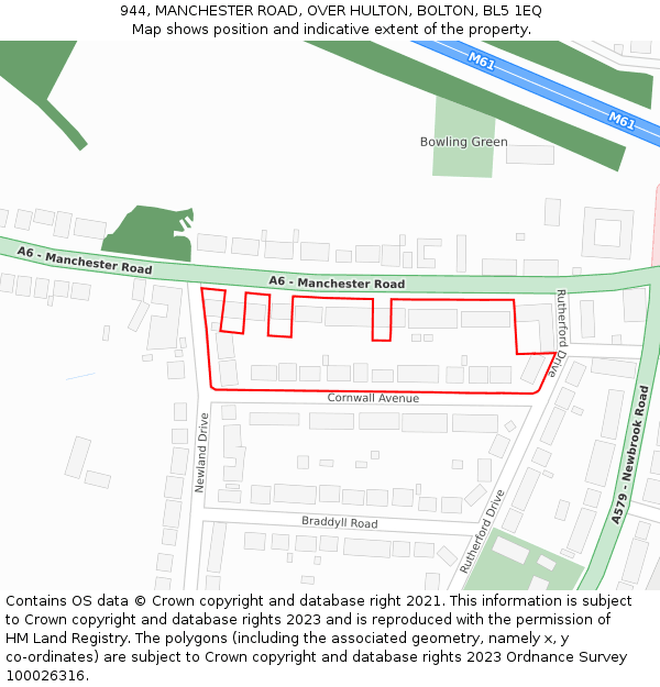 944, MANCHESTER ROAD, OVER HULTON, BOLTON, BL5 1EQ: Location map and indicative extent of plot