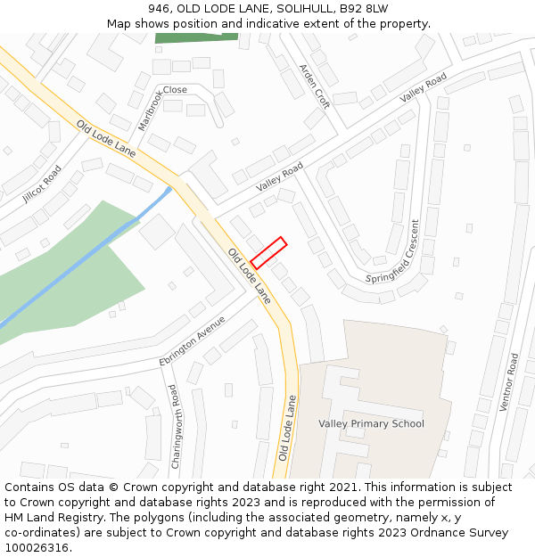 946, OLD LODE LANE, SOLIHULL, B92 8LW: Location map and indicative extent of plot