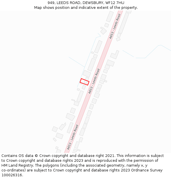 949, LEEDS ROAD, DEWSBURY, WF12 7HU: Location map and indicative extent of plot