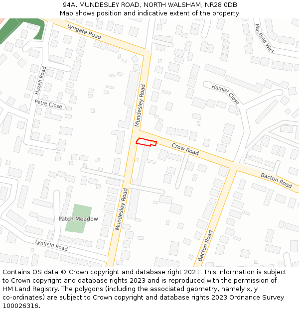 94A, MUNDESLEY ROAD, NORTH WALSHAM, NR28 0DB: Location map and indicative extent of plot