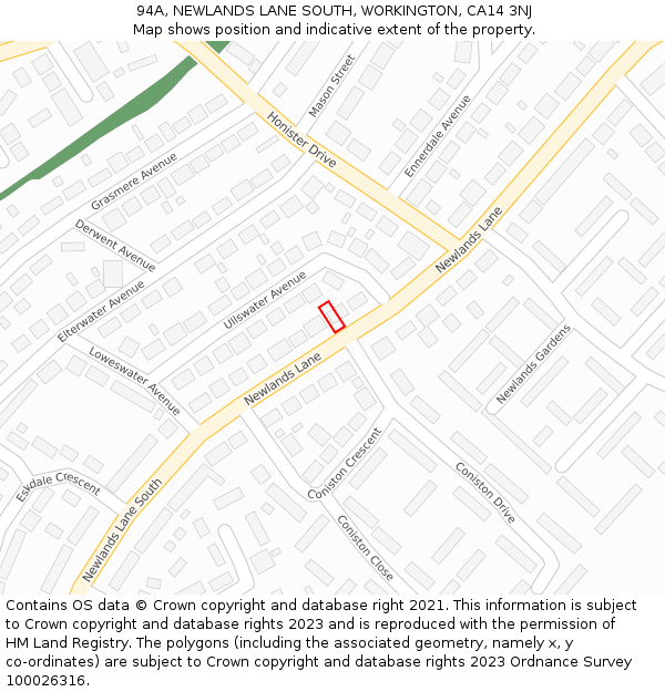 94A, NEWLANDS LANE SOUTH, WORKINGTON, CA14 3NJ: Location map and indicative extent of plot