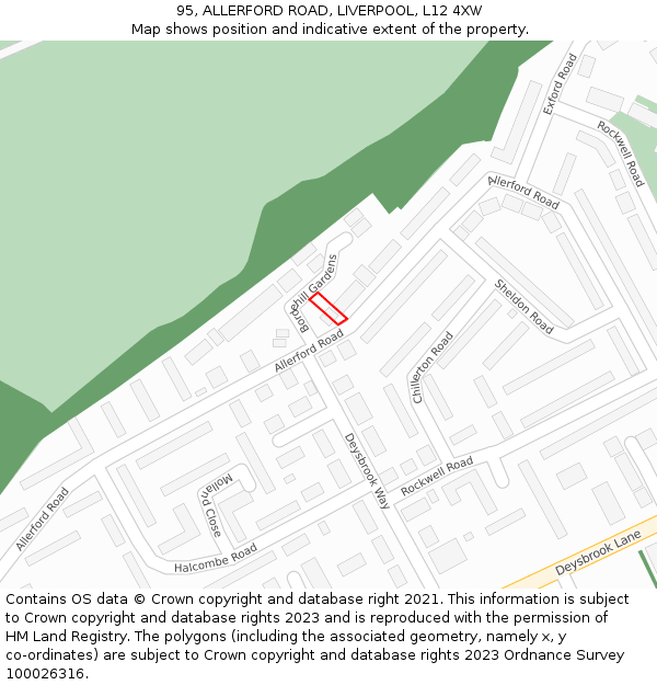 95, ALLERFORD ROAD, LIVERPOOL, L12 4XW: Location map and indicative extent of plot