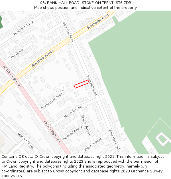 95, BANK HALL ROAD, STOKE-ON-TRENT, ST6 7DR: Location map and indicative extent of plot