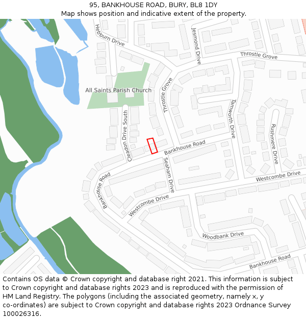 95, BANKHOUSE ROAD, BURY, BL8 1DY: Location map and indicative extent of plot
