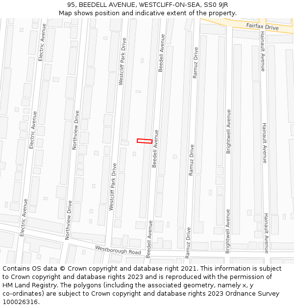 95, BEEDELL AVENUE, WESTCLIFF-ON-SEA, SS0 9JR: Location map and indicative extent of plot