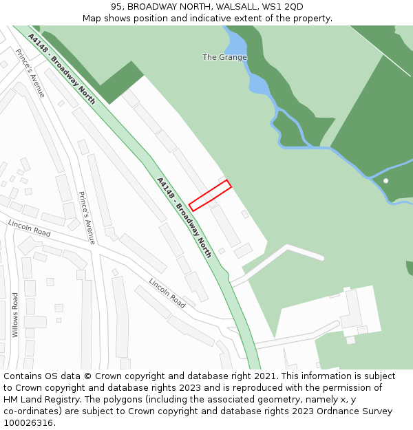 95, BROADWAY NORTH, WALSALL, WS1 2QD: Location map and indicative extent of plot