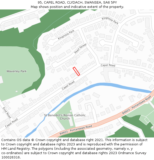 95, CAPEL ROAD, CLYDACH, SWANSEA, SA6 5PY: Location map and indicative extent of plot