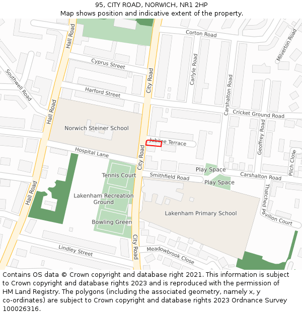 95, CITY ROAD, NORWICH, NR1 2HP: Location map and indicative extent of plot