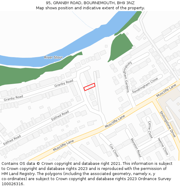95, GRANBY ROAD, BOURNEMOUTH, BH9 3NZ: Location map and indicative extent of plot
