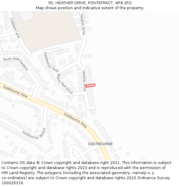 95, HEATHER DRIVE, PONTEFRACT, WF8 2FG: Location map and indicative extent of plot
