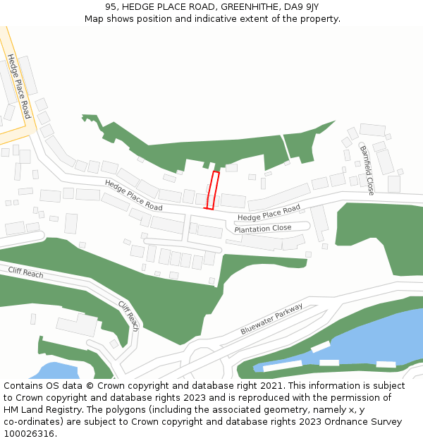 95, HEDGE PLACE ROAD, GREENHITHE, DA9 9JY: Location map and indicative extent of plot