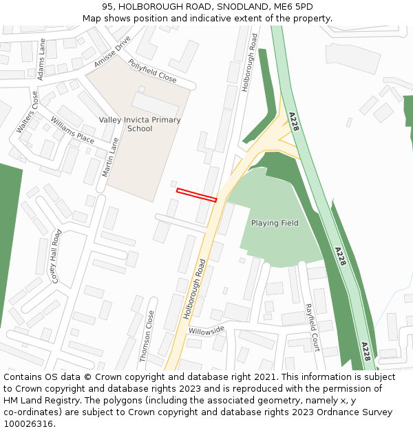 95, HOLBOROUGH ROAD, SNODLAND, ME6 5PD: Location map and indicative extent of plot