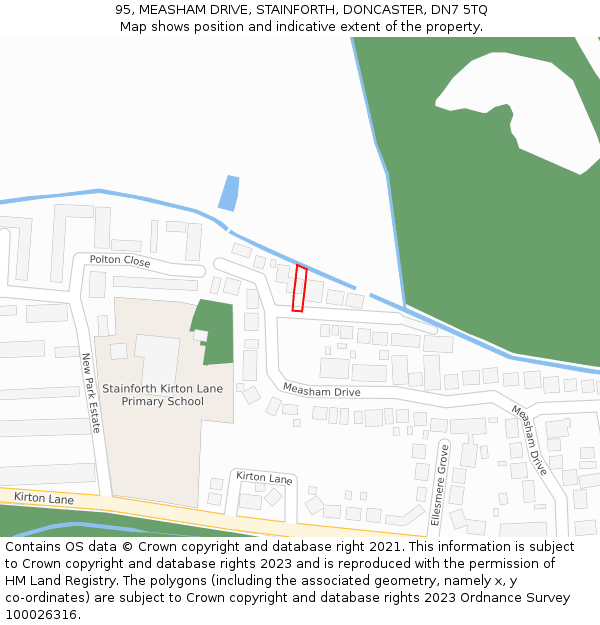 95, MEASHAM DRIVE, STAINFORTH, DONCASTER, DN7 5TQ: Location map and indicative extent of plot