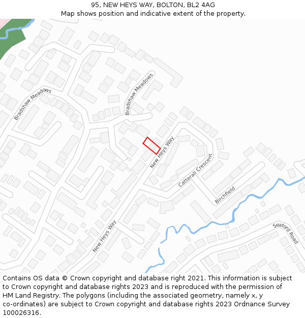 95, NEW HEYS WAY, BOLTON, BL2 4AG: Location map and indicative extent of plot