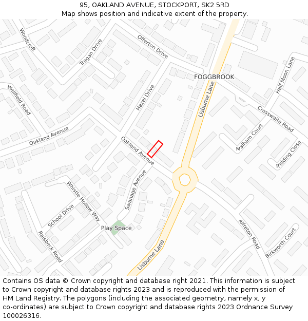 95, OAKLAND AVENUE, STOCKPORT, SK2 5RD: Location map and indicative extent of plot
