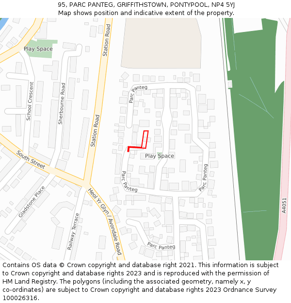 95, PARC PANTEG, GRIFFITHSTOWN, PONTYPOOL, NP4 5YJ: Location map and indicative extent of plot