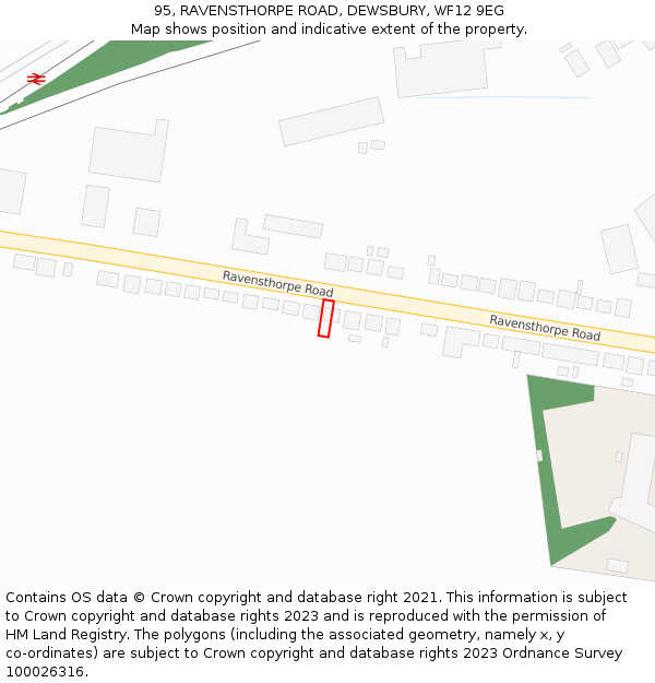 95, RAVENSTHORPE ROAD, DEWSBURY, WF12 9EG: Location map and indicative extent of plot