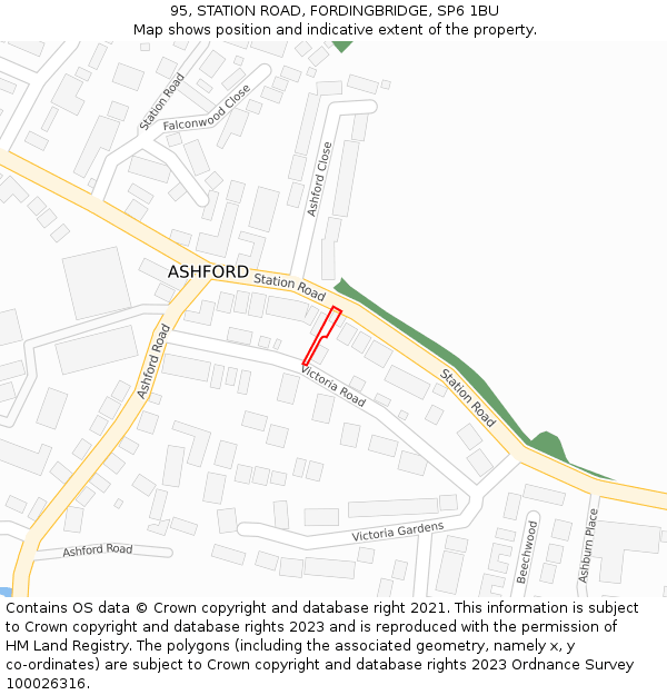 95, STATION ROAD, FORDINGBRIDGE, SP6 1BU: Location map and indicative extent of plot