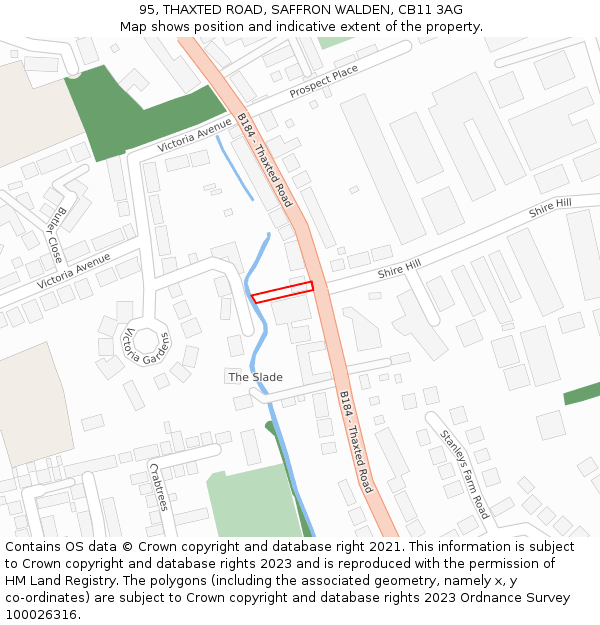 95, THAXTED ROAD, SAFFRON WALDEN, CB11 3AG: Location map and indicative extent of plot