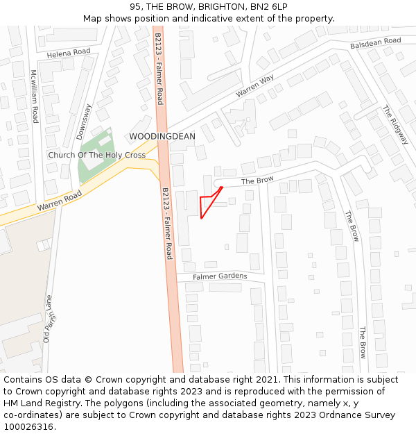 95, THE BROW, BRIGHTON, BN2 6LP: Location map and indicative extent of plot