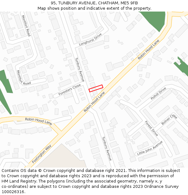 95, TUNBURY AVENUE, CHATHAM, ME5 9FB: Location map and indicative extent of plot