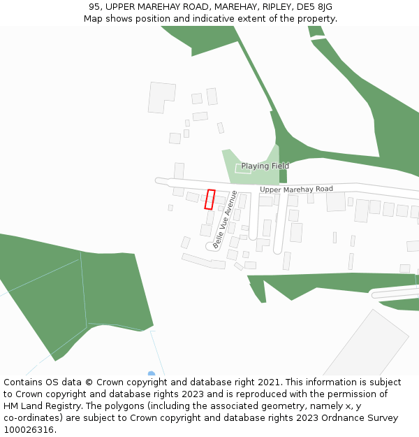 95, UPPER MAREHAY ROAD, MAREHAY, RIPLEY, DE5 8JG: Location map and indicative extent of plot