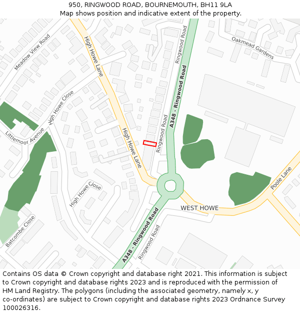 950, RINGWOOD ROAD, BOURNEMOUTH, BH11 9LA: Location map and indicative extent of plot