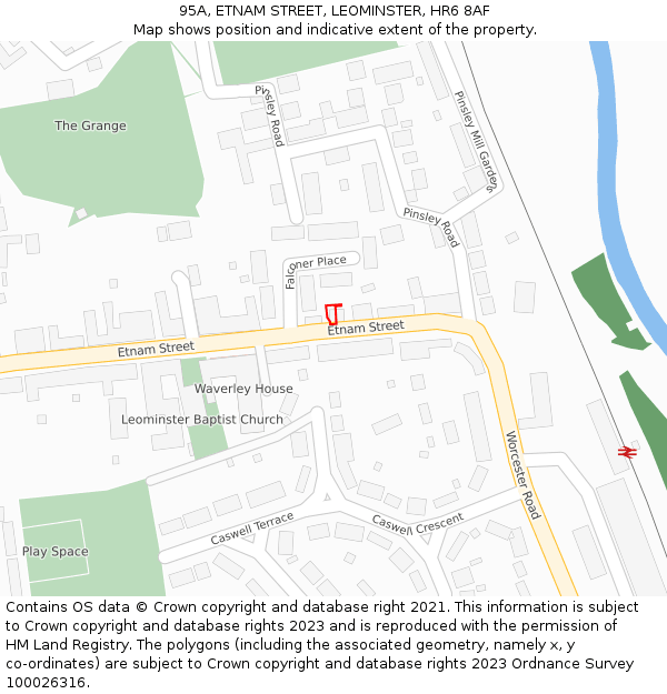 95A, ETNAM STREET, LEOMINSTER, HR6 8AF: Location map and indicative extent of plot