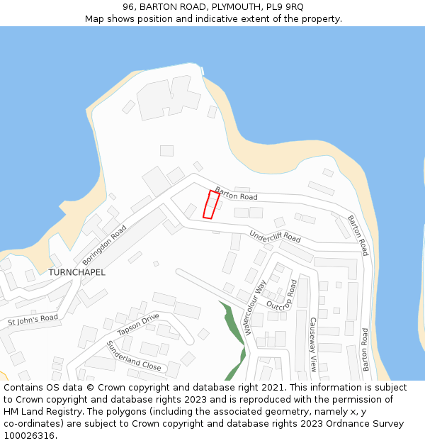 96, BARTON ROAD, PLYMOUTH, PL9 9RQ: Location map and indicative extent of plot