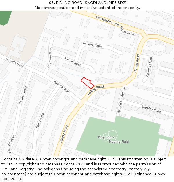 96, BIRLING ROAD, SNODLAND, ME6 5DZ: Location map and indicative extent of plot