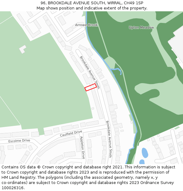 96, BROOKDALE AVENUE SOUTH, WIRRAL, CH49 1SP: Location map and indicative extent of plot