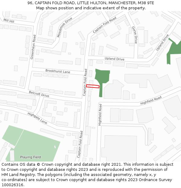 96, CAPTAIN FOLD ROAD, LITTLE HULTON, MANCHESTER, M38 9TE: Location map and indicative extent of plot