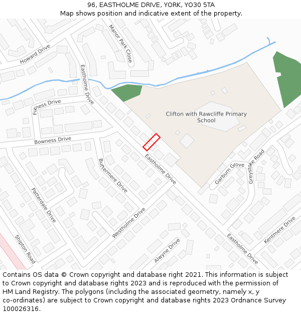 96, EASTHOLME DRIVE, YORK, YO30 5TA: Location map and indicative extent of plot