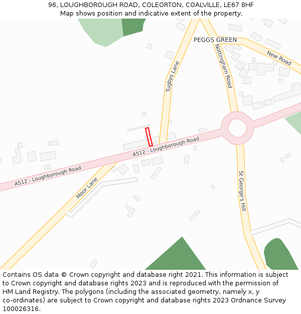 96, LOUGHBOROUGH ROAD, COLEORTON, COALVILLE, LE67 8HF: Location map and indicative extent of plot