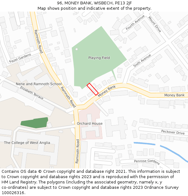 96, MONEY BANK, WISBECH, PE13 2JF: Location map and indicative extent of plot
