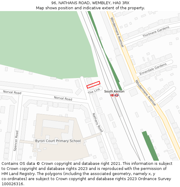 96, NATHANS ROAD, WEMBLEY, HA0 3RX: Location map and indicative extent of plot
